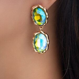 Crystal Yvonne Earrings (Blue/Green)