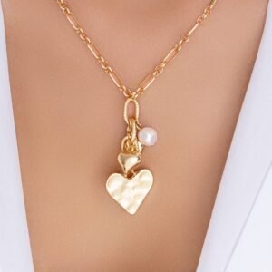 Amber Heart Pendant Necklace