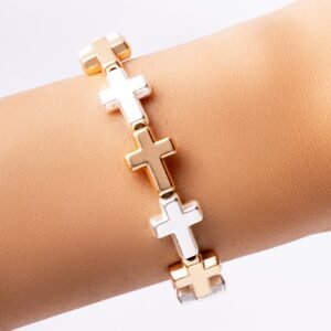 Silver & Gold Simple Cross Bracelet