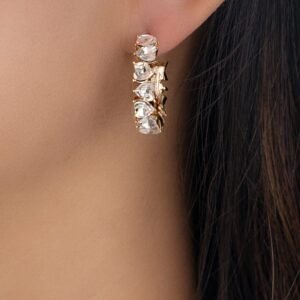Crystal Heart Hoops