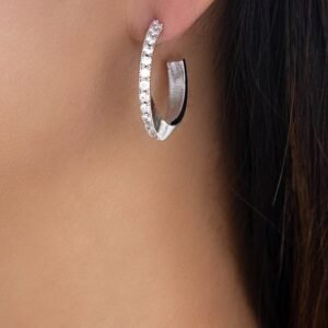 18K Crystal Casey Hoops (Silver)
