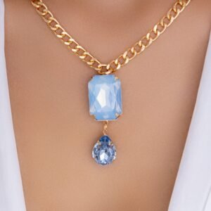 Crystal Alfred Pendant Necklace (Blue)