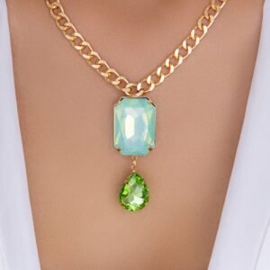 Crystal Alfred Pendant Necklace (Green)