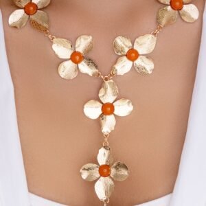 Orange Flower Drop Necklace