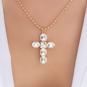 Crystal Holly Cross Necklace