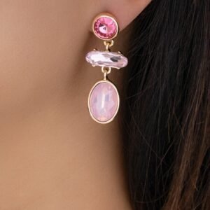 Crystal Evie Earrings (Pink)