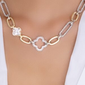 Silver & Gold Crystal Anya Steffy Necklace