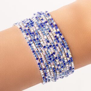 Silver Crystal Aubrey Bracelet Set (Blue)