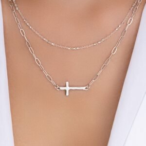 Avery Cross Necklace (Silver)