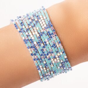 Silver Crystal Aubrey Bracelet Set (Turquoise)