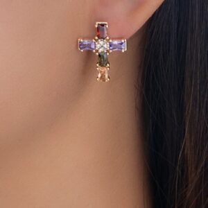 Crystal Pastel Cross Earrings